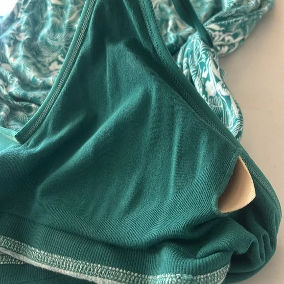 Green Sleeveless V-Neck jerseys knit comfort midi Sundress vacation tropical - Picture 14 of 14